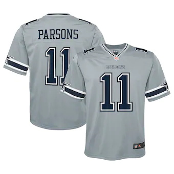 youth nike micah parsons gray dallas cowboys inverted game 